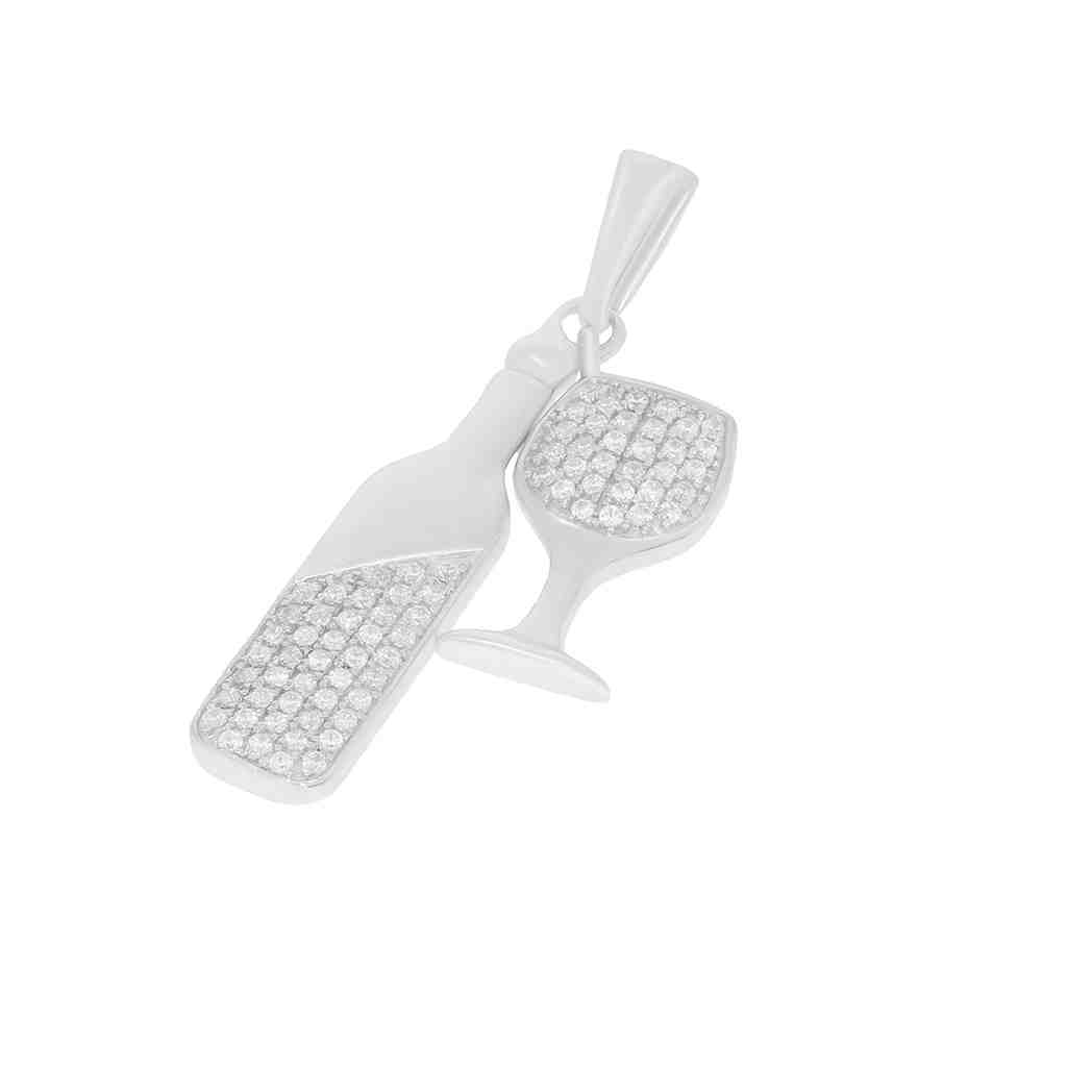  Wine Bottle and Glass Charm Pendant PD31235A